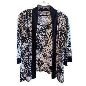 TanJay Vintage Black White 2 Piece Sleeveless Tank Open Cardigan Plus Sz 3x